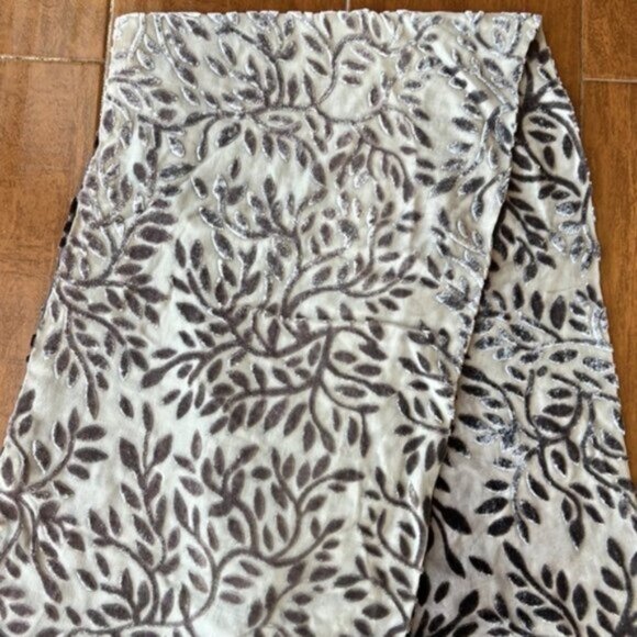 Redfish Designs Accessories - Purple and Grey Leaf Pattern Velvet Burnout Scarf
